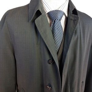 Vintage London Fog Plaid Fur Lined Trench Coat 38R